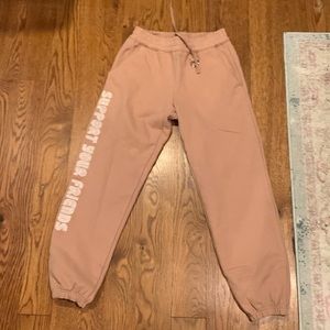 “Support your friends” sweatpants. tan colored. Perfect condition